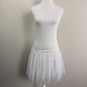 Olive des Olive White Camisole Tulle Mini Dress Adjustable Straps Size S M